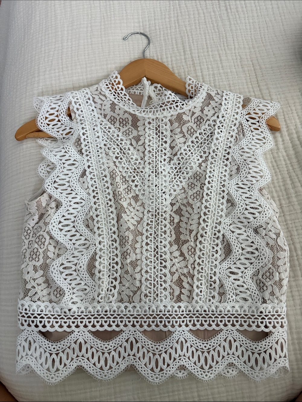 Lucy Paris White Lace Crochet Sleeveless Camisole
